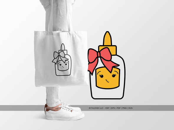Glue Bottle Wearing Bow SVG | Cute Teacher & Classroom Design