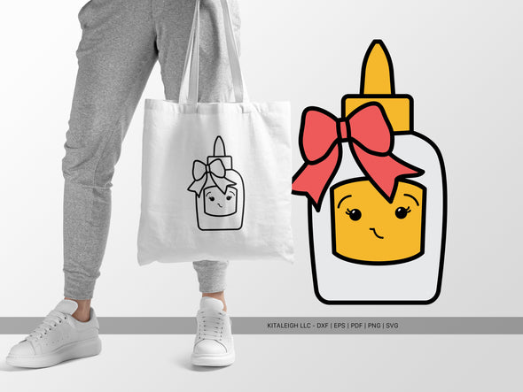 Glue Bottle Wearing Bow SVG | Cute Teacher & Classroom Design