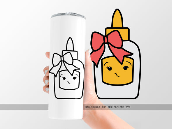Glue Bottle Wearing Bow SVG | Cute Teacher & Classroom Design