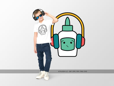 Glue Bottle Wearing Headphones SVG | Cute Teacher & Classroom Craft Design