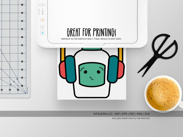 Glue Bottle Wearing Headphones SVG | Cute Teacher & Classroom Craft Design