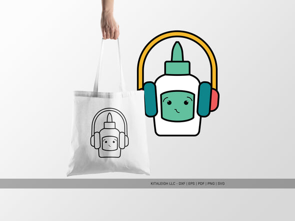 Glue Bottle Wearing Headphones SVG | Cute Teacher & Classroom Craft Design