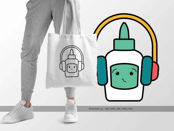 Glue Bottle Wearing Headphones SVG | Cute Teacher & Classroom Craft Design