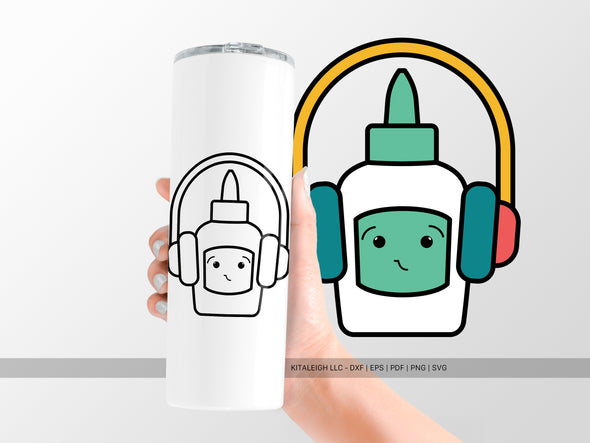 Glue Bottle Wearing Headphones SVG | Cute Teacher & Classroom Craft Design