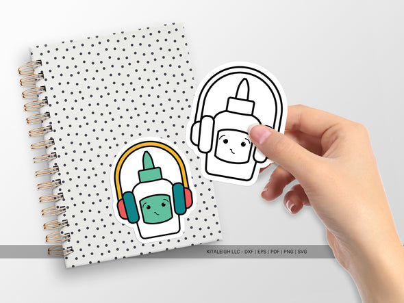 Glue Bottle Wearing Headphones SVG | Cute Teacher & Classroom Craft Design
