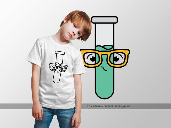Test Tube Wearing Glasses SVG | Cute Teacher & Science Classroom Design