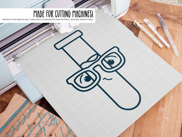 Test Tube Wearing Glasses SVG | Cute Teacher & Science Classroom Design