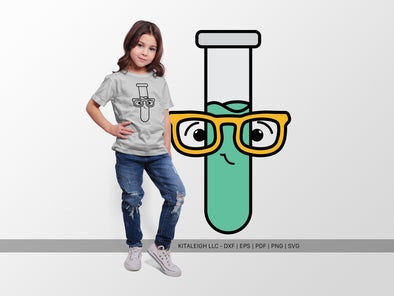 Test Tube Wearing Glasses SVG | Cute Teacher & Science Classroom Design