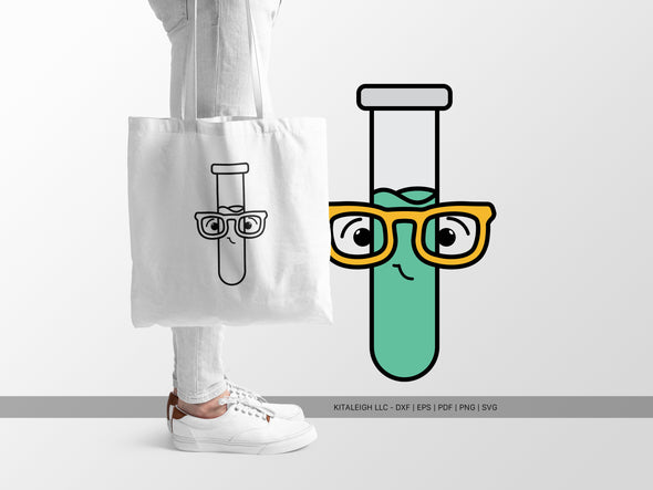 Test Tube Wearing Glasses SVG | Cute Teacher & Science Classroom Design