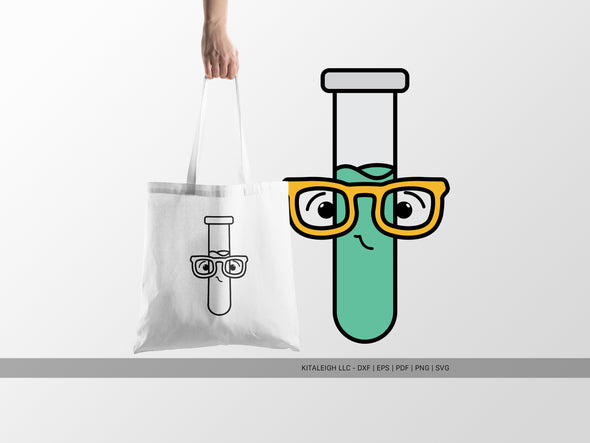 Test Tube Wearing Glasses SVG | Cute Teacher & Science Classroom Design