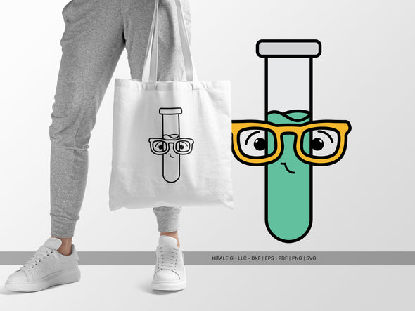 Test Tube Wearing Glasses SVG | Cute Teacher & Science Classroom Design