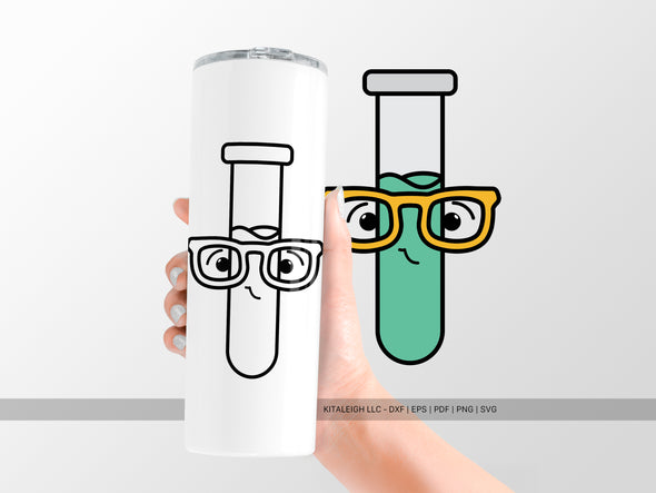 Test Tube Wearing Glasses SVG | Cute Teacher & Science Classroom Design