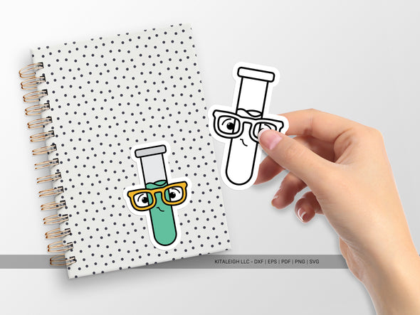 Test Tube Wearing Glasses SVG | Cute Teacher & Science Classroom Design