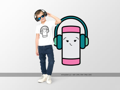 Eraser Wearing Headphones SVG | Cute Teacher & School Craft Design