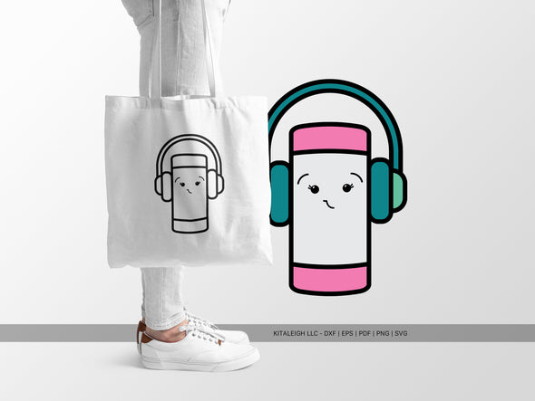 Eraser Wearing Headphones SVG | Cute Teacher & School Craft Design