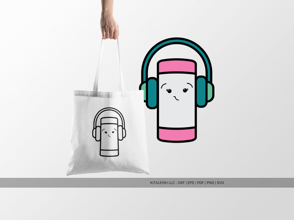 Eraser Wearing Headphones SVG | Cute Teacher & School Craft Design