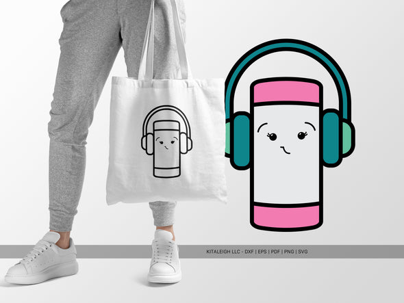 Eraser Wearing Headphones SVG | Cute Teacher & School Craft Design