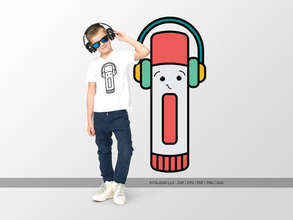Glue Stick Wearing Headphones SVG | Cute Teacher & School Craft Design