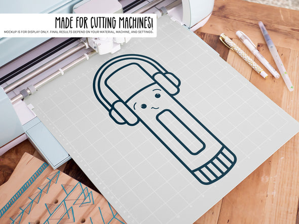 Glue Stick Wearing Headphones SVG | Cute Teacher & School Craft Design