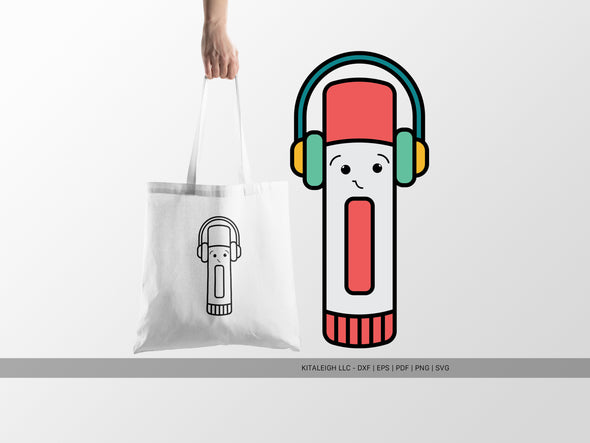 Glue Stick Wearing Headphones SVG | Cute Teacher & School Craft Design