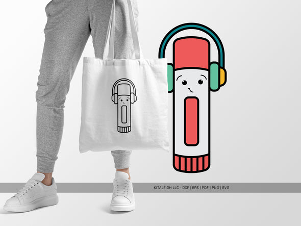 Glue Stick Wearing Headphones SVG | Cute Teacher & School Craft Design
