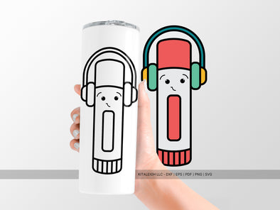 Glue Stick Wearing Headphones SVG | Cute Teacher & School Craft Design