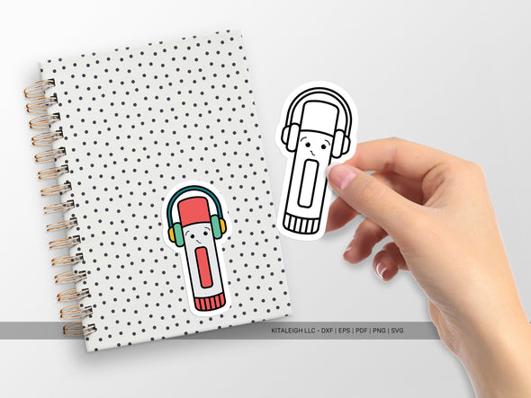 Glue Stick Wearing Headphones SVG | Cute Teacher & School Craft Design