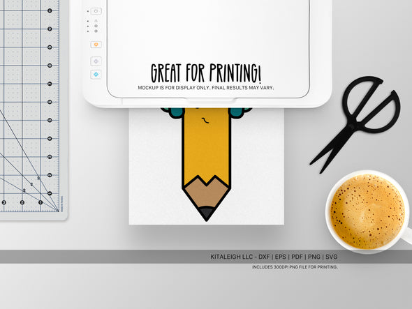 Pencil Wearing Headphones SVG | Cute Teacher & School Craft Design