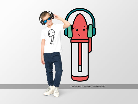 Ball Point Pen Wearing Headphones SVG | Cute Teacher & School Craft Design