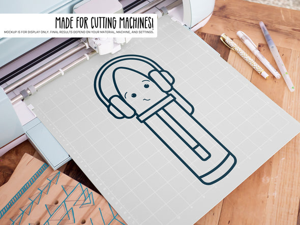 Ball Point Pen Wearing Headphones SVG | Cute Teacher & School Craft Design