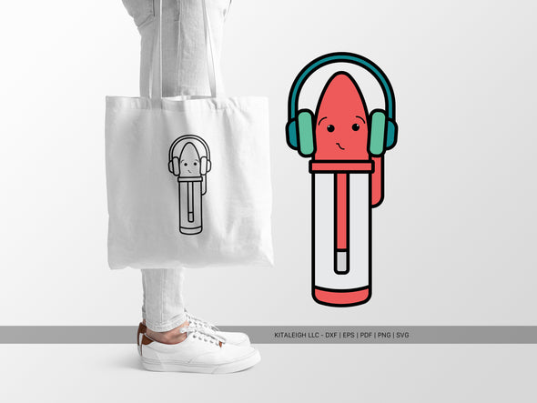 Ball Point Pen Wearing Headphones SVG | Cute Teacher & School Craft Design