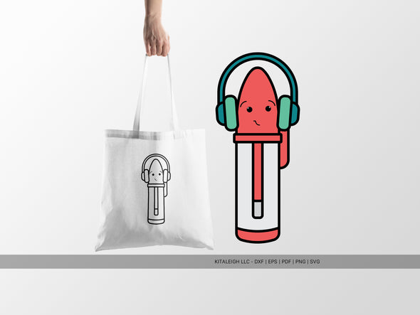 Ball Point Pen Wearing Headphones SVG | Cute Teacher & School Craft Design