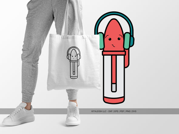 Ball Point Pen Wearing Headphones SVG | Cute Teacher & School Craft Design