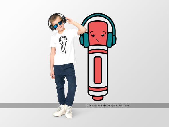 Marker Wearing Headphones SVG | Cute Teacher & School Craft Design