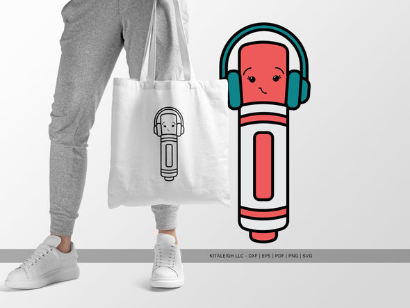 Marker Wearing Headphones SVG | Cute Teacher & School Craft Design