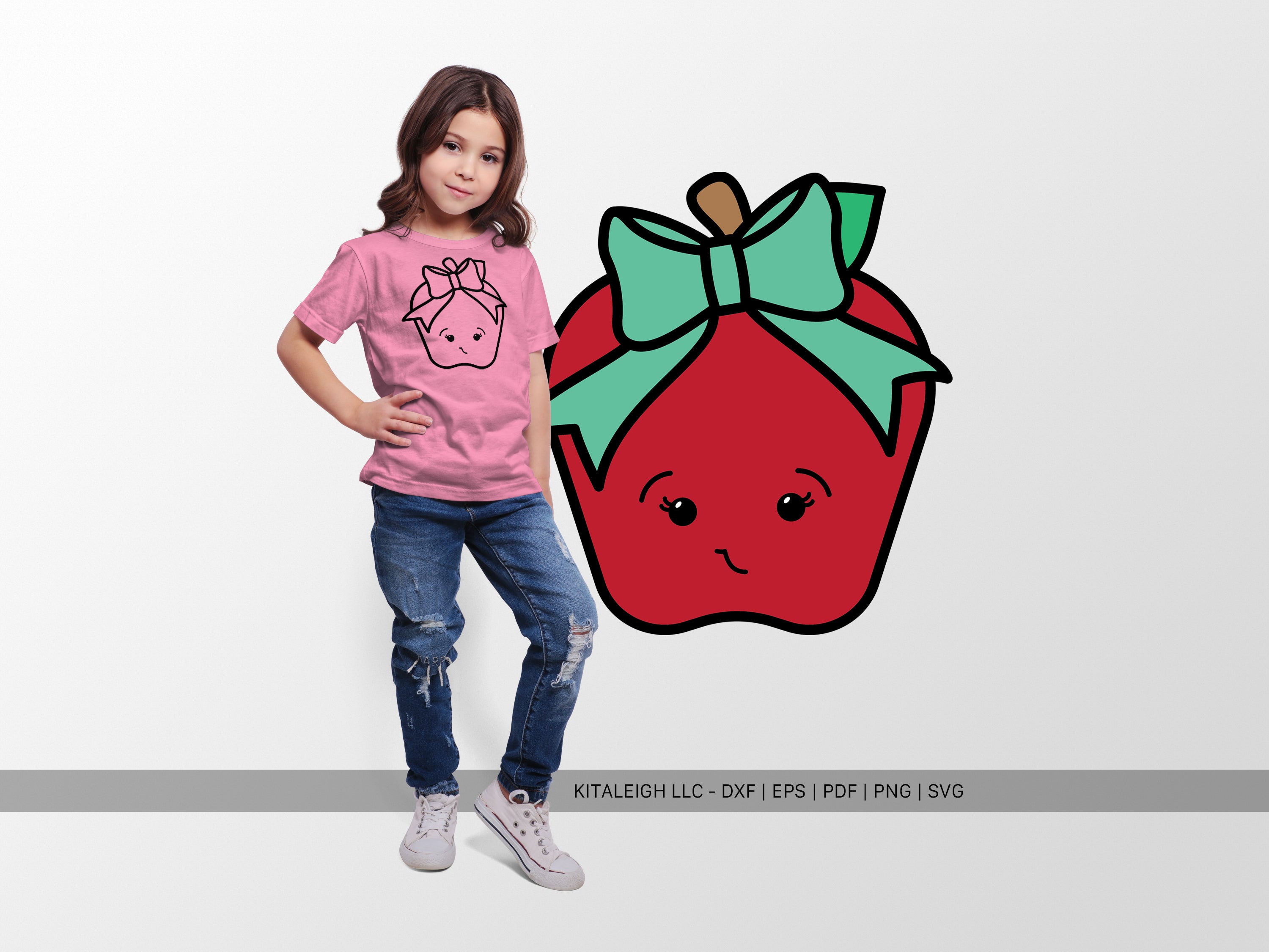 Cute Apple Wearing Bow SVG | Back-to-School & Teacher Craft Design