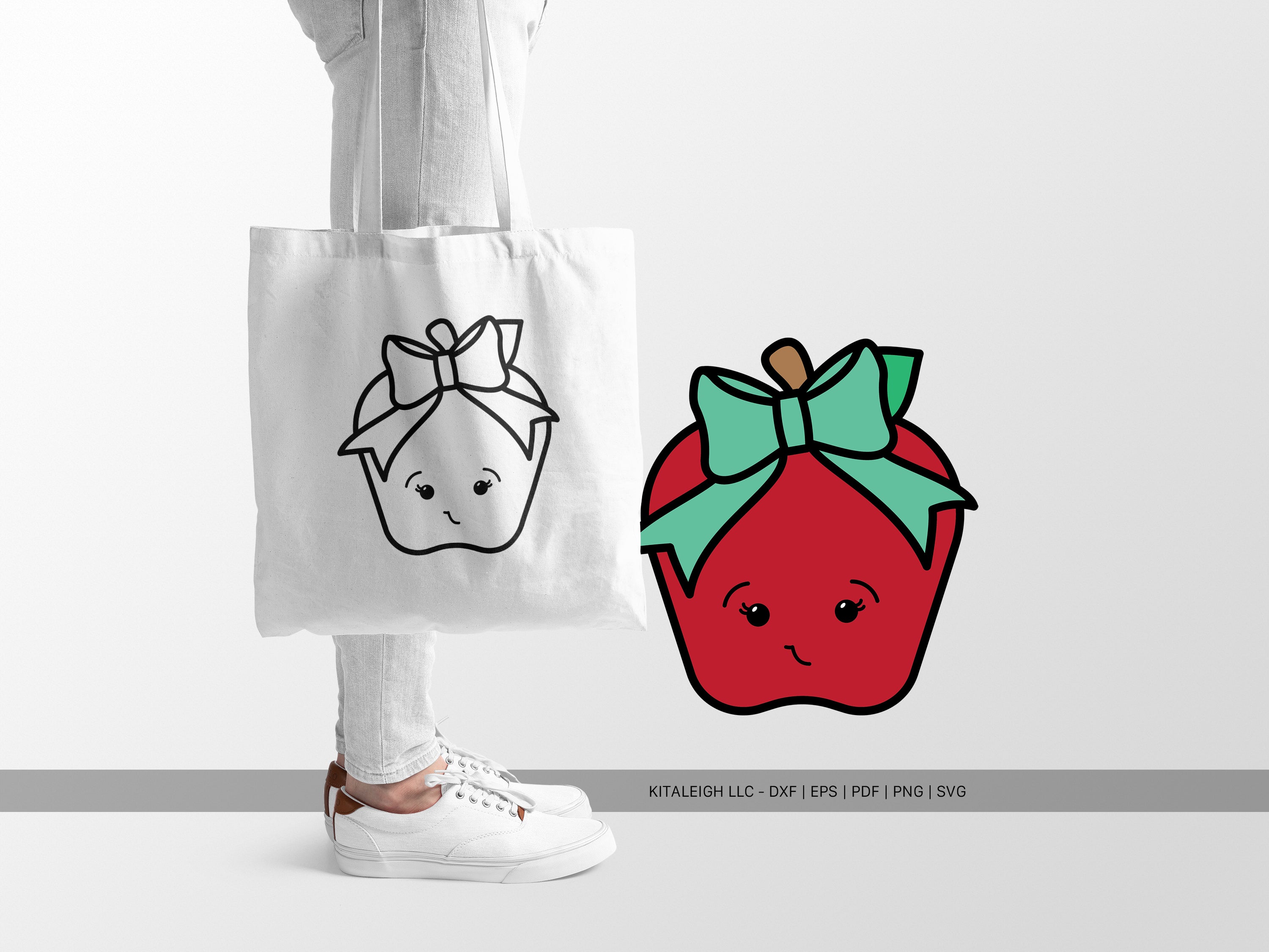 Cute Apple Wearing Bow SVG | Back-to-School & Teacher Craft Design