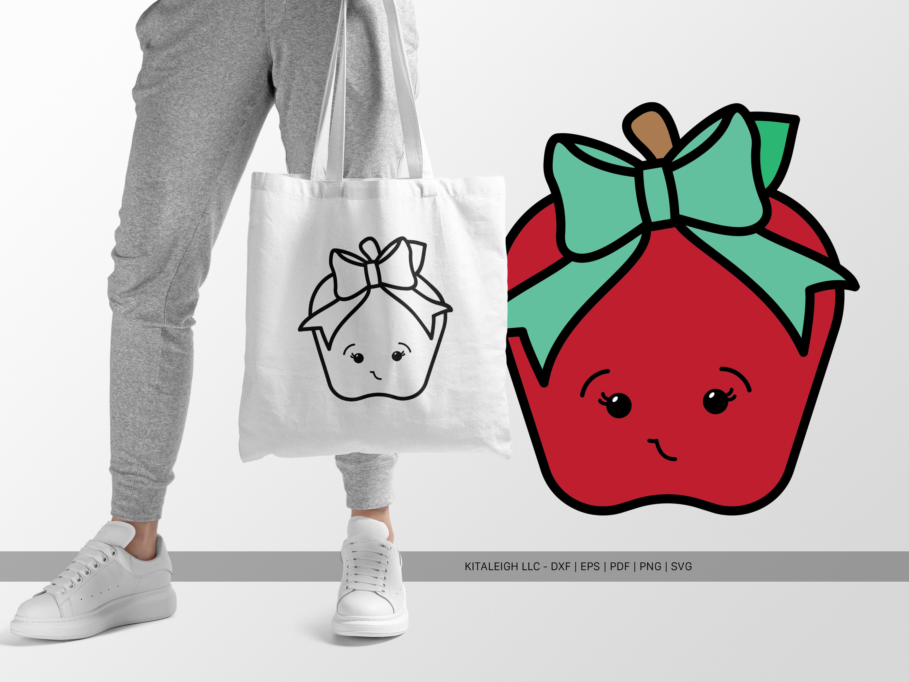 Cute Apple Wearing Bow SVG | Back-to-School & Teacher Craft Design