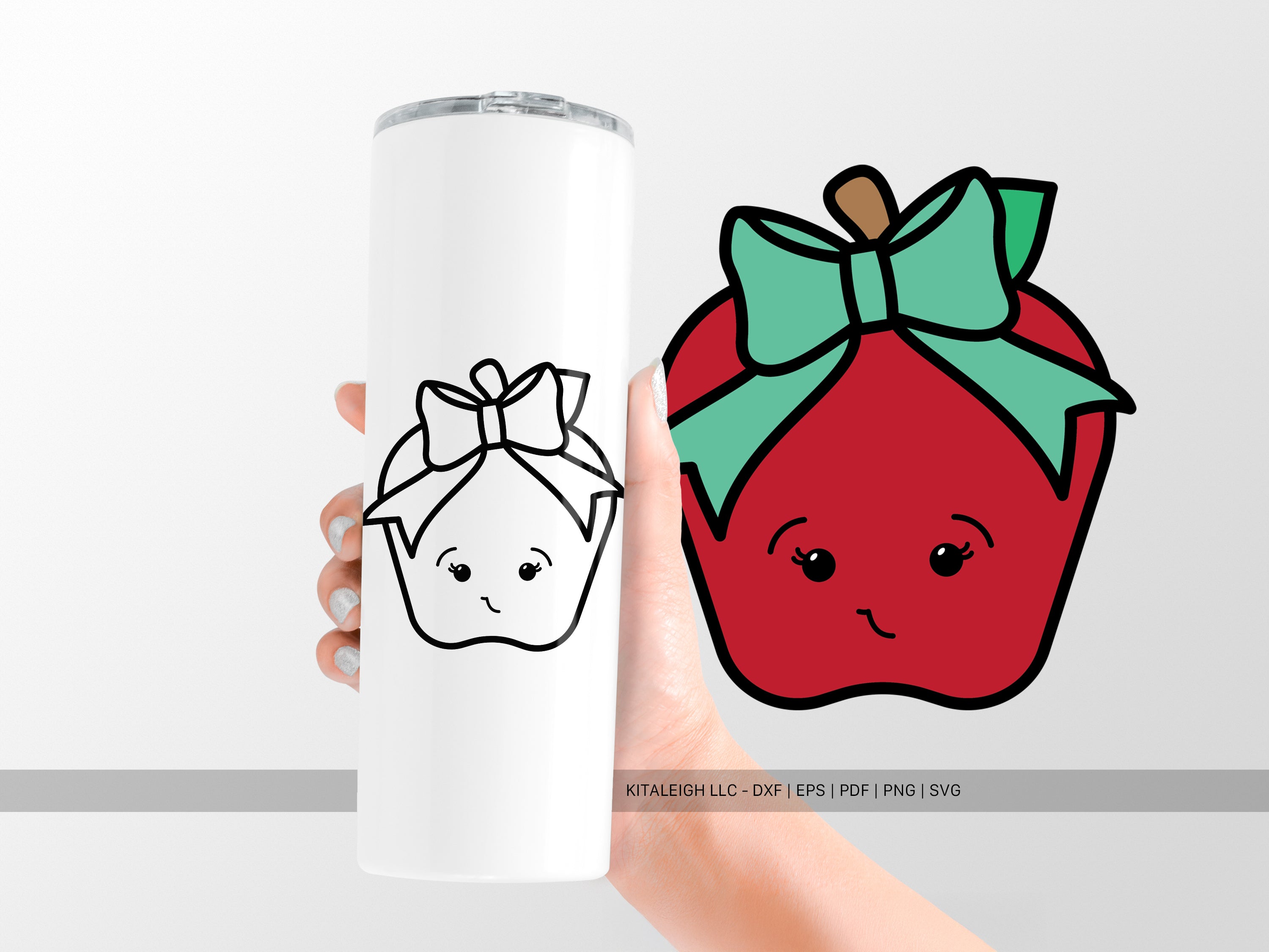Cute Apple Wearing Bow SVG | Back-to-School & Teacher Craft Design