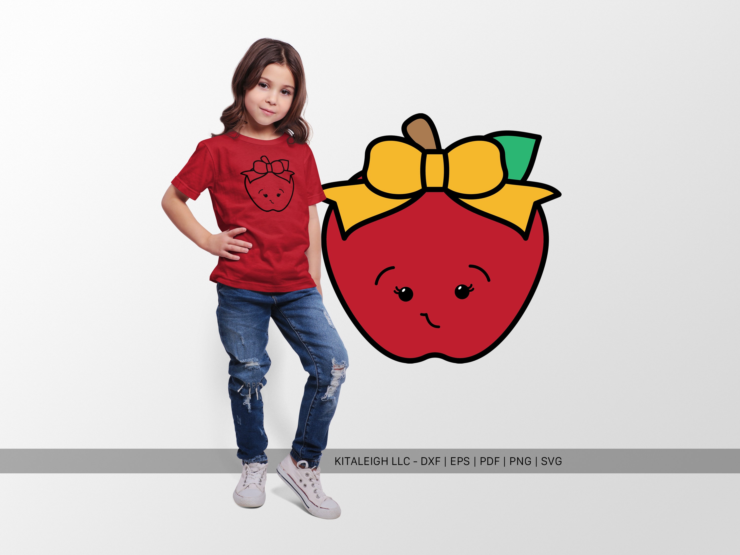 Happy Apple Wearing Bow SVG | Cute Back-to-School & Teacher Design
