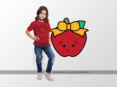Happy Apple Wearing Bow SVG | Cute Back-to-School & Teacher Design