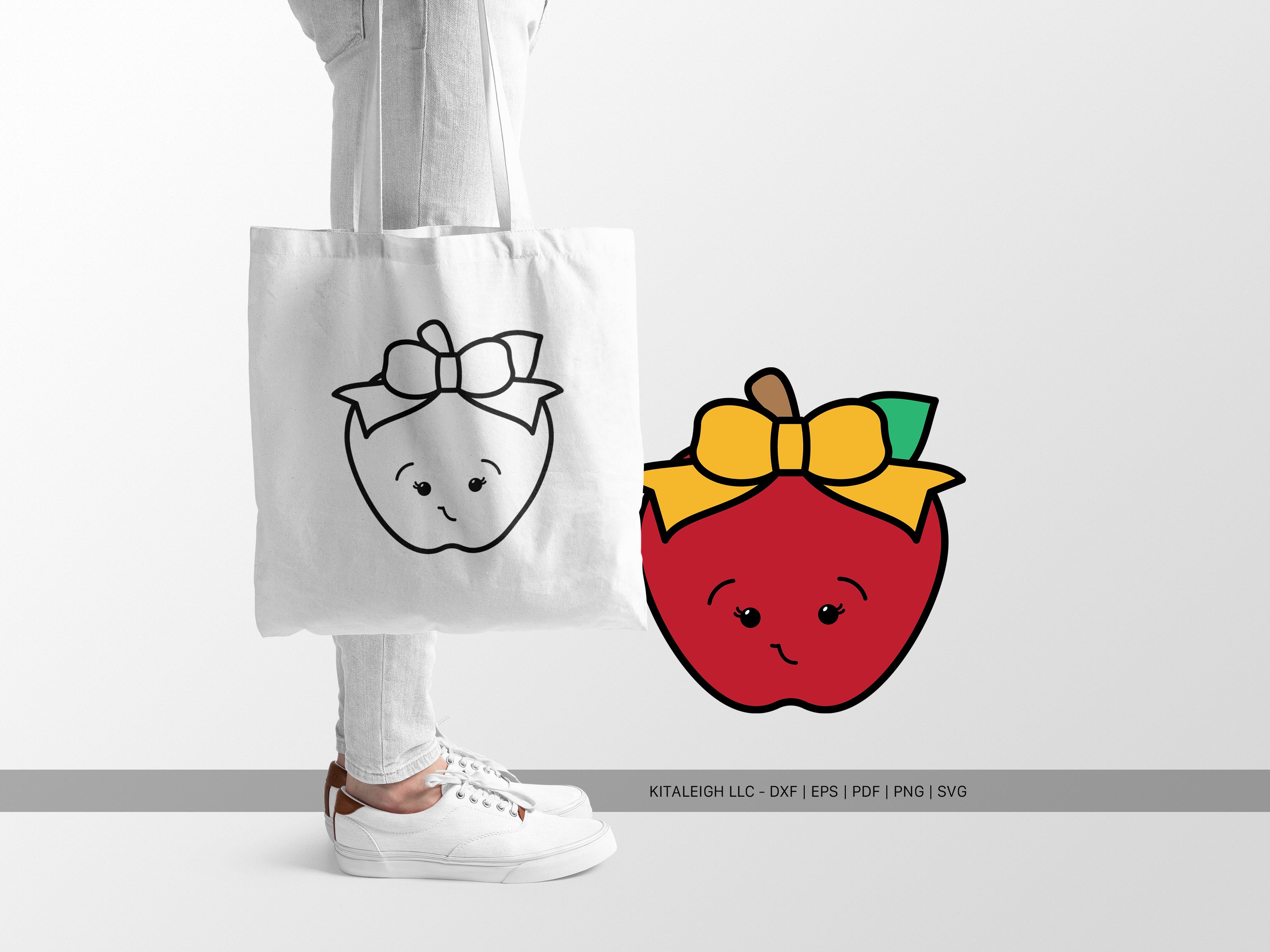 Happy Apple Wearing Bow SVG | Cute Back-to-School & Teacher Design