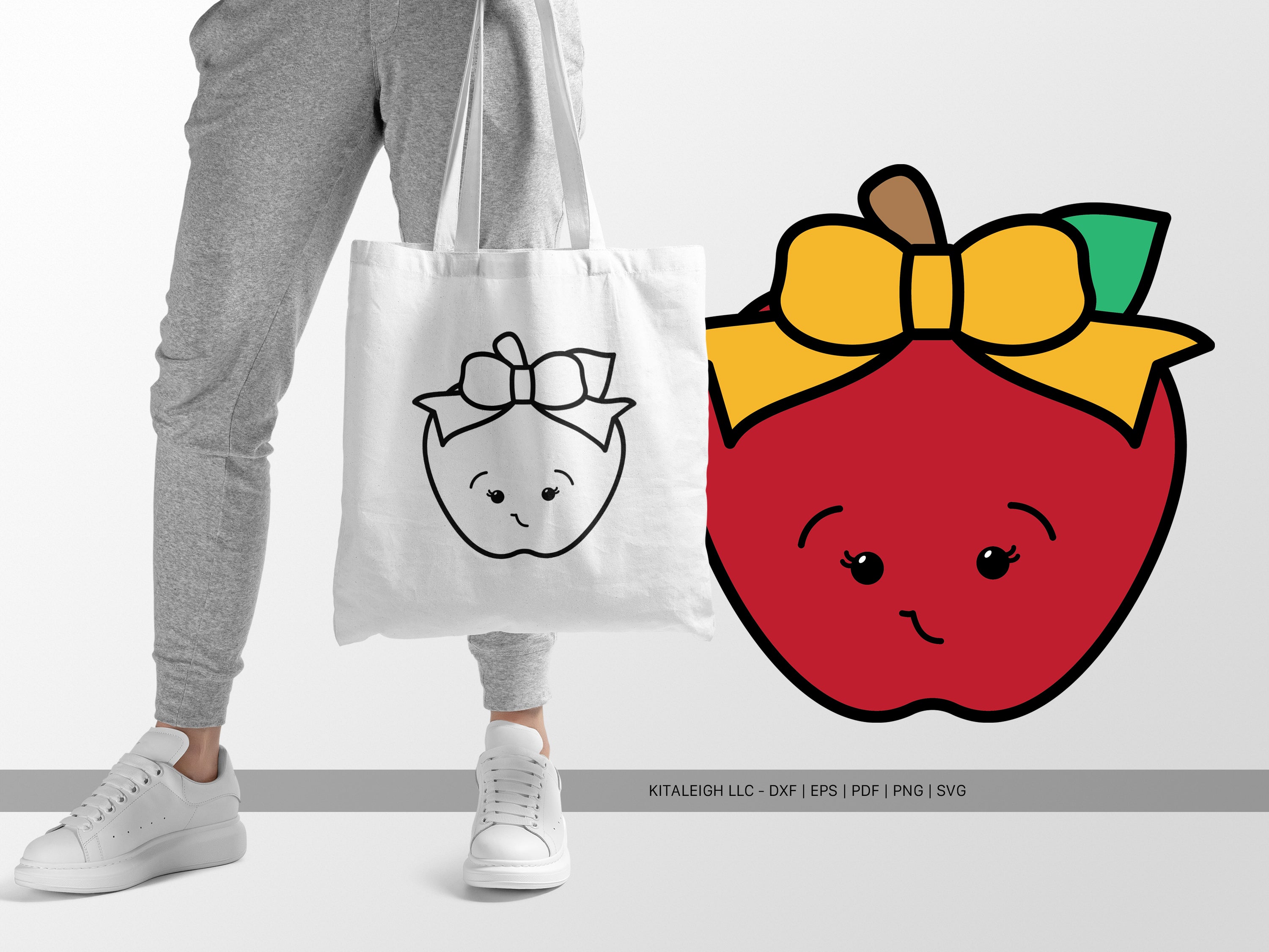 Happy Apple Wearing Bow SVG | Cute Back-to-School & Teacher Design