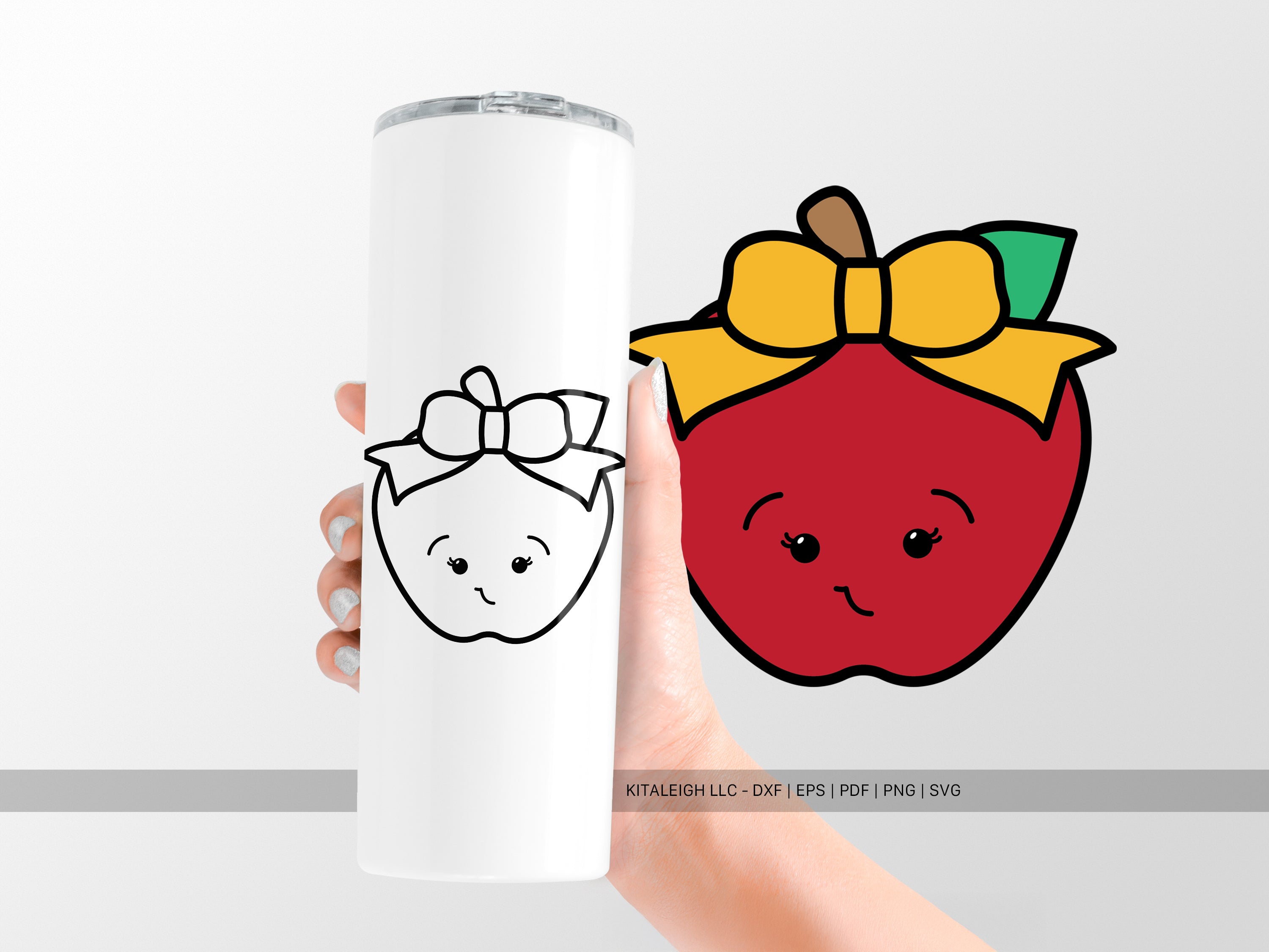 Happy Apple Wearing Bow SVG | Cute Back-to-School & Teacher Design