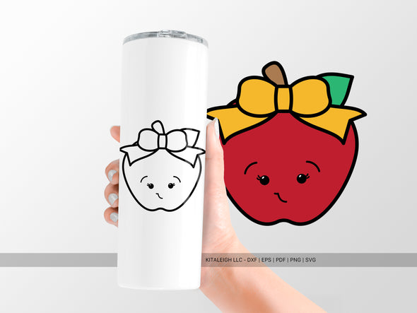 Happy Apple Wearing Bow SVG | Cute Back-to-School & Teacher Design