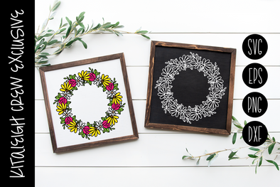 Spring Floral Wreath, Cut File