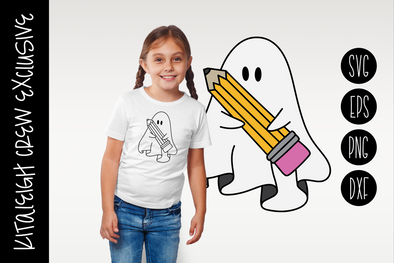 Ghost with Pencil, Cut File