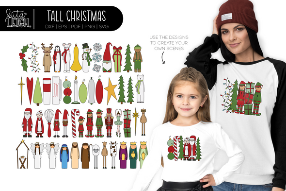 55 Christmas Tall Elements Bundle with 11 Premade Scenes