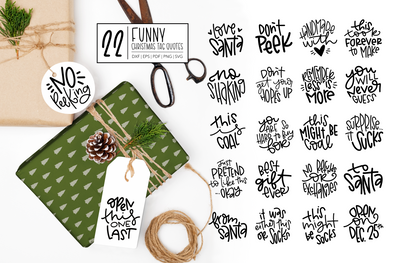 Funny Christmas Tags Hand Lettered Rounds
