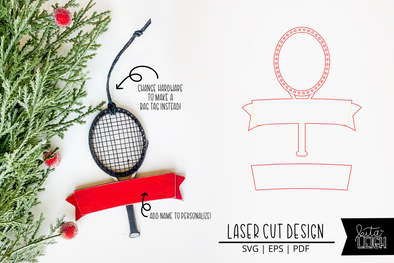 Tennis Laser Bag Tag Cut File | Christmas Ornament SVG